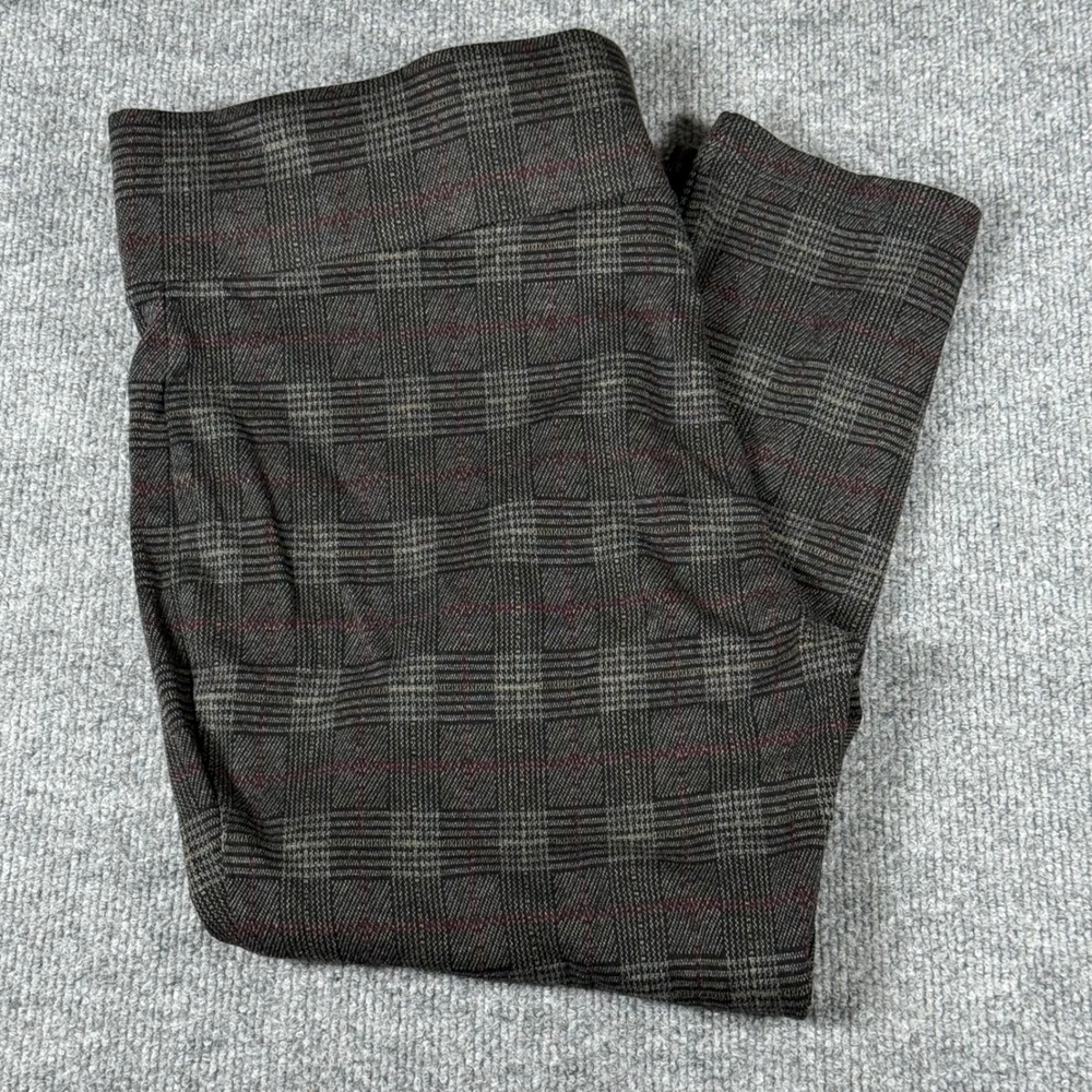 Tahari XXL Stretch Cropped Plaid Pants Workwear Preppy Pull On Business Casual